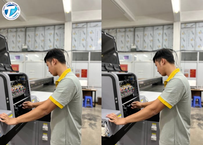 Kỹ thuật viên kiểm tra Máy in UV Cuộn OT-1803/1804/3204 